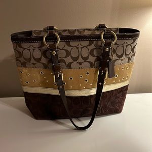 COACH Signature Brown Bucket Tote Bag w/ Authenticity Number J0820-F13075